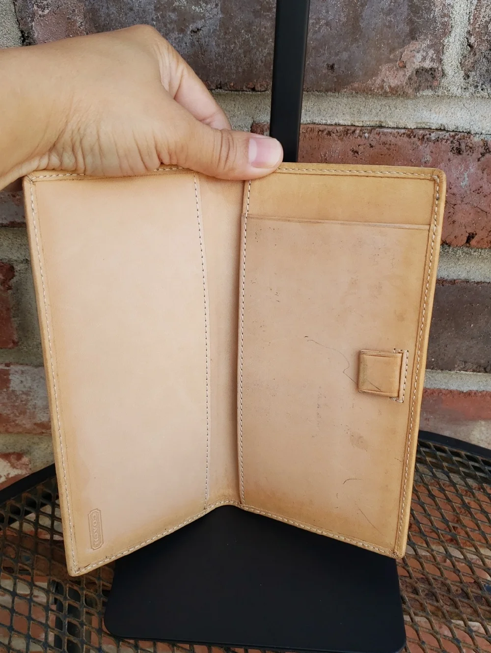 Vintage Coach CC Monogram Leather Canvas Checkbook Wallet Y2K Designer